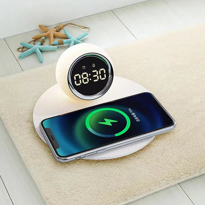 Wireless Charger Pad Stand Alarm Clock LED Desk Lamp Night Light 15W Phone Fast Charging Station Dock for iPhone Samsung Xiaomi